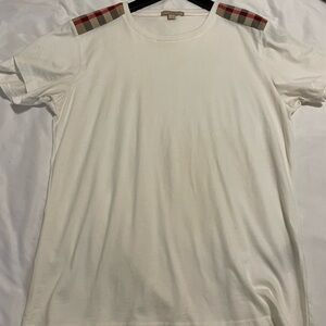 Burberry White T-Shirt with Check Detail